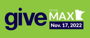 Word mark for Give to the Max, Nov. 17, 2022, with shape of Minnesota